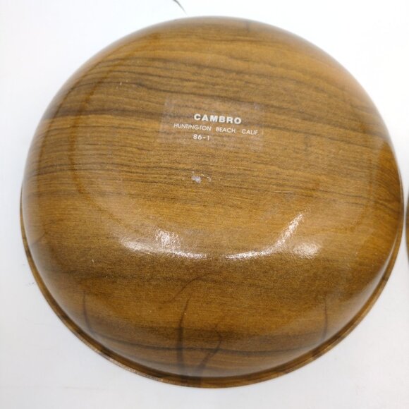 VTG Cambro Faux Woodgrain Salad Bowls Set of 2 - 11" Mid Century Modern Melamine - Picture 7 of 8